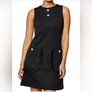 Betsey Johnson black dress with daisy buttons sz 4